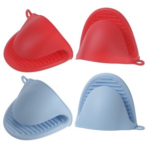 Unique Bargains Heat Resistant Kitchen Utensil Sets Silicone Oven Mitts 4 Pcs - 1 of 4