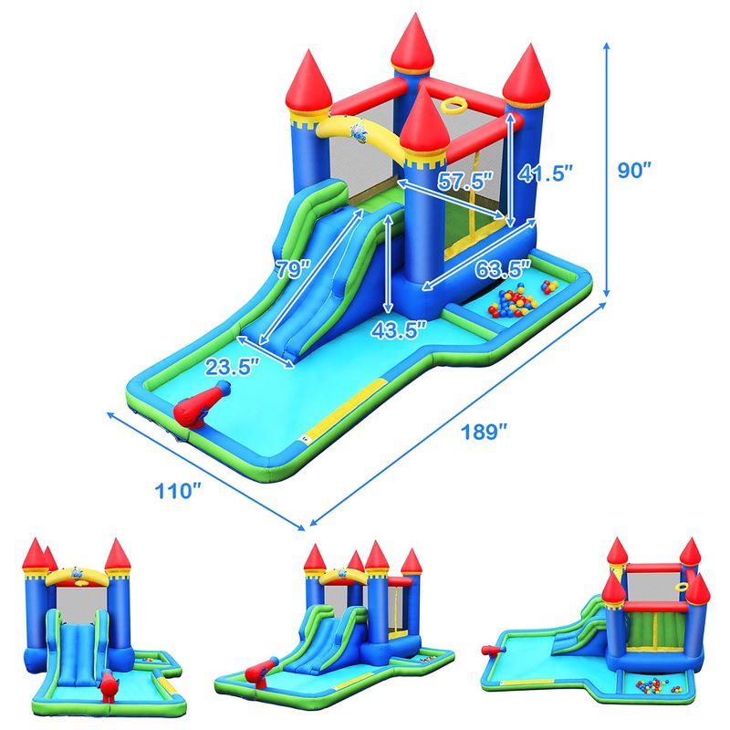 Costway Inflatable Castle Bouncer Bounce House Slide Water Park BallPit with 580W Blower, 2 of 11