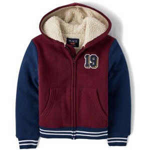 The Children's Place Boys Active Long Sleeve Varsity Patch Premium Fleece Lined Zip Up Sweatshirt - 1 of 3
