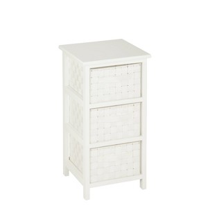 Honey-Can-Do 3 Drawer Chest White: Decorative Storage Drawers, Wood Surface, 24" Height, 12" Depth, 3 Shelves - 1 of 3