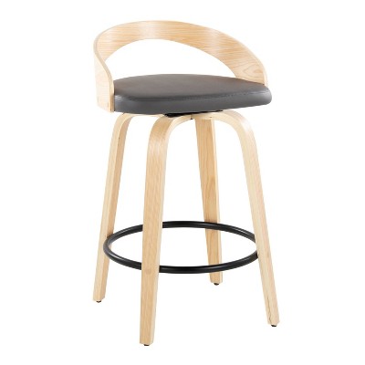 Grotto 26" Gray Faux Leather Swivel Counter Stool Set