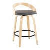 LumiSource Set of 2 Grotto Counter Height Barstools Natural/Black/Gray : Swivel, Low Back, Wood Frame, Foam Upholstery - 2 of 4