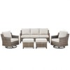 Buenhomino 5 Pieces Patio Furniture Set with Swivel Chairs, High Back Wicker Rattan Sofa with Thick Cushion and Ottoman, Outdoor Conversation Set - 2 of 4