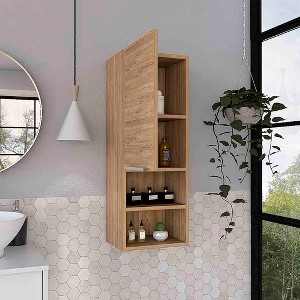 Ridstar 32.1 in. H Brown Medicine Single Door Cabinet with Two Interior Shelves & Two External Shelves - 1 of 4