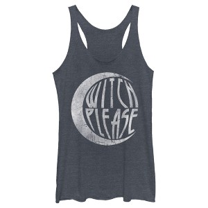 Women's CHIN UP Halloween Witch Please  Racerback Tank Top - Navy Blue Heather - X Large - 1 of 4