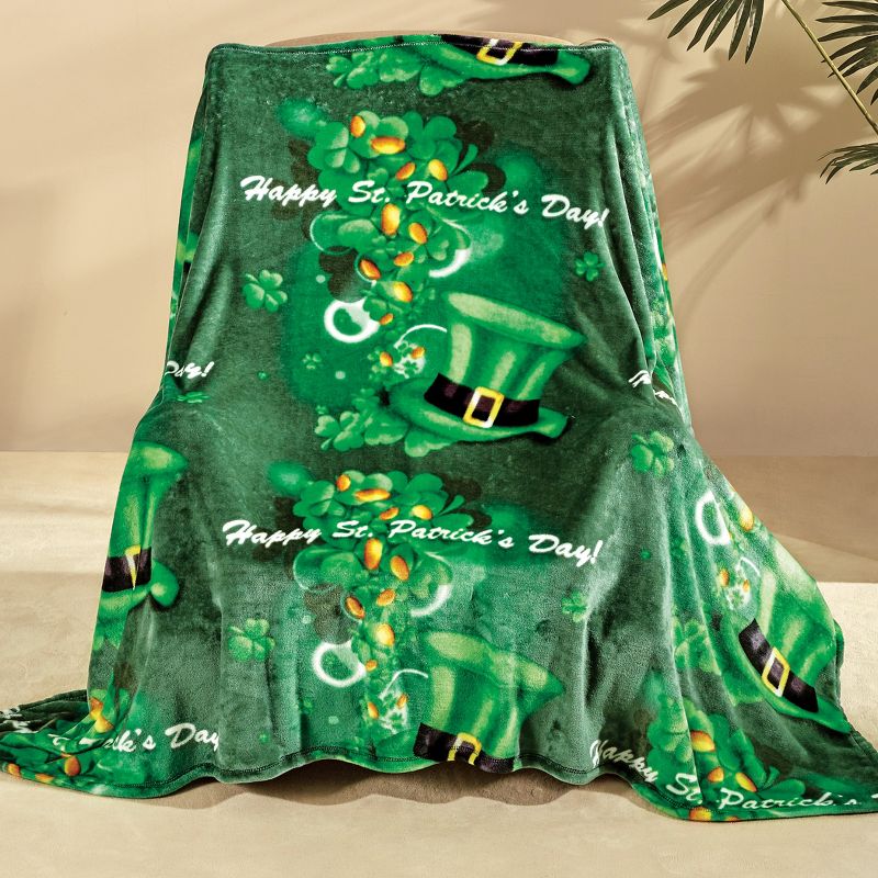 Collections Etc St. Patrick's Day Fleece Throw Blanket THROW, 2 of 3