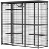 PawHut Weld Wire Catio Outdoor Indoor, Cat Enclosure with Waterproof Cover, 4 Jumping Platforms, Hammock, for 1-3 Kittens, 69" x 22" x 62", Black - 4 of 4