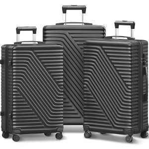 SUGIFT 3 Piece Luggage Sets Hard Shell Suitcase Set with TSA Lock, 20in24in28in, Black - 1 of 4