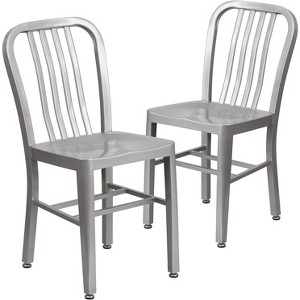ADILE Modern Metal Dining Chairs Set of 2, Silver - 1 of 4