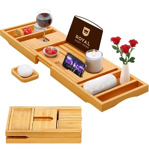 Royal Craft Wood Foldable Bathtub Caddy Tray, Natural - 1 of 4