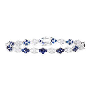 Designs By Gioelli Sterling Silver Created White And Blue Sapphire Tennis Bracelet - 1 of 2