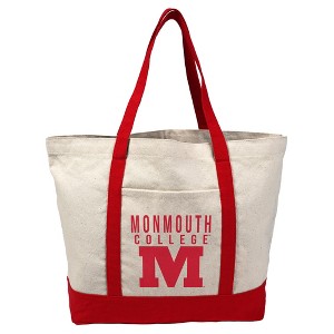 Monmouth College Primary Logo Canvas Tote Bag With External Pocket
