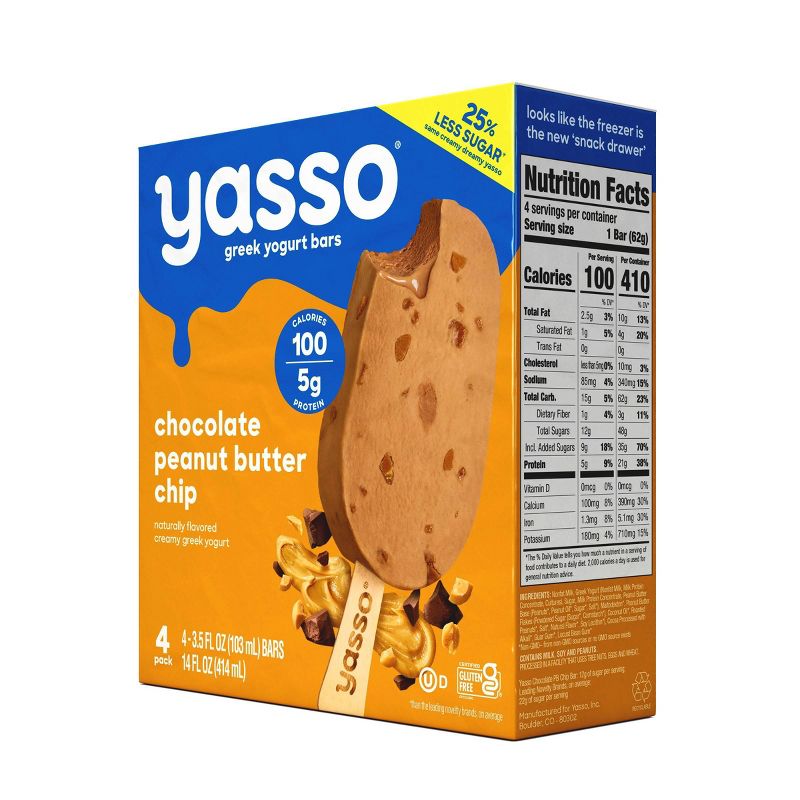 Yasso Frozen Greek Yogurt - Chocolate Peanut Butter Chip Bars - 4ct, 4 of 7