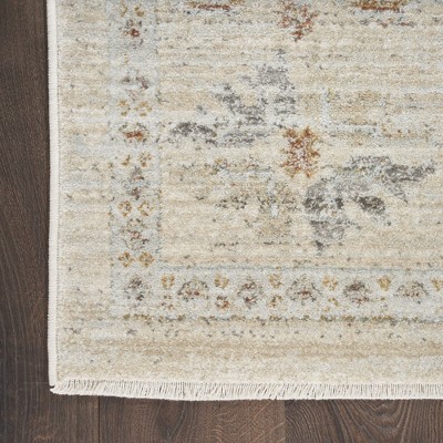 Ivory Beige Rectangular Synthetic Vintage Persian Rug 2'6" x 4'6"