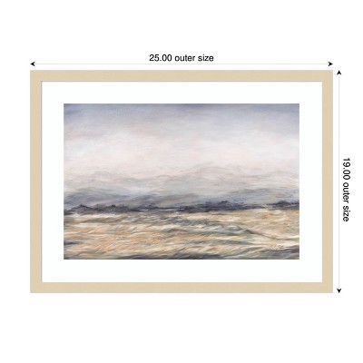 Windswept Abstract Lithograph with Wood Frame, 19" x 25"