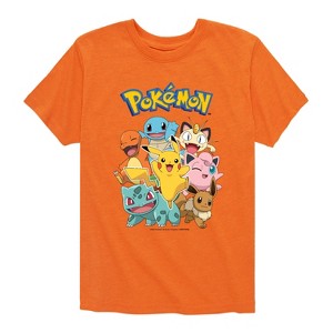 Boys' - Pokémon - Pikachu Eevee Jigglypuff Charmander Squirtle Bulbasaur Meowth Short Sleeve Graphic T-Shirt - 1 of 4