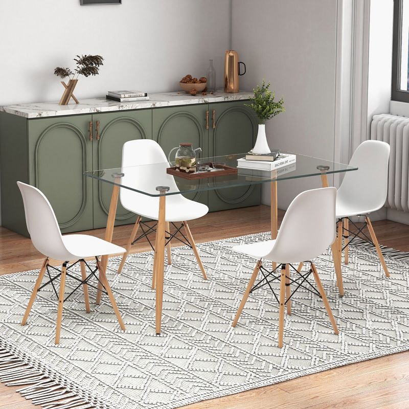 Tangkula 5 Pieces Dining Table Set for 4 Rectangle Glass Table & 4 Modern Chairs for Home, 2 of 9