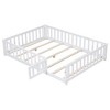 CAVINAS Full Size Wood Montessori Bed Frame,Modern Floor Bed Frame with Safety Guardrails and Door,Toddler Bed for Bedroom,White - 2 of 4
