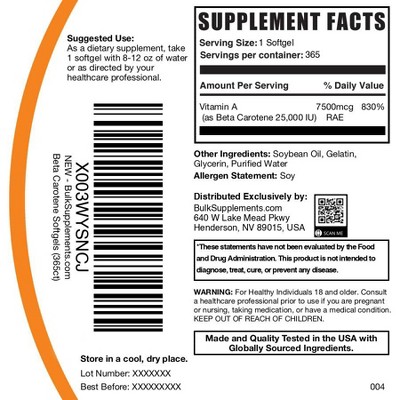 BulkSupplements Beta Carotene Softgels
