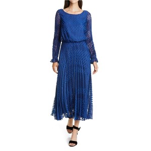 Armani Womens Polka Dot Blouson Dress, Blue, 44 - 1 of 1