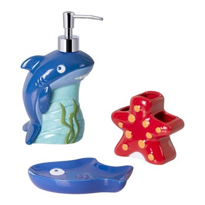 3pc Shark Bath Set with Soap Dish - Allure Home Creations