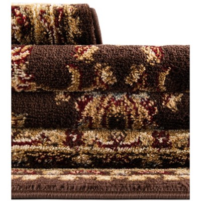 Classic Elegance 4' x 6' Brown Floral Synthetic Area Rug