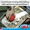 Lola Products Plastic Mesh Scouring Pads - 3.375" x 1.25", Non-Scratch Dish Cleaning Scrubbers, Assorted & Random Colors, Red, Blue or Yellow, 12 Pack - 4 of 4