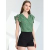 Allegra K Women's Chiffon Ruffle Flutter Sleeves Half Placket V Neck Dot Print Blouse - 2 of 4