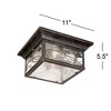 Franklin Iron Works French Garden Rustic Farmhouse Flush Mount Outdoor Ceiling Light Bronze Leaf Vine 11" Clear Seedy Glass for Post Exterior Barn - 4 of 4