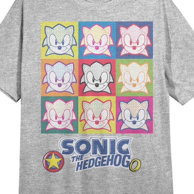 Sonic the Hedgehog Faces Women's Heather Gray Short Sleeve Crew Neck Sleep Shirt, 2 of 3