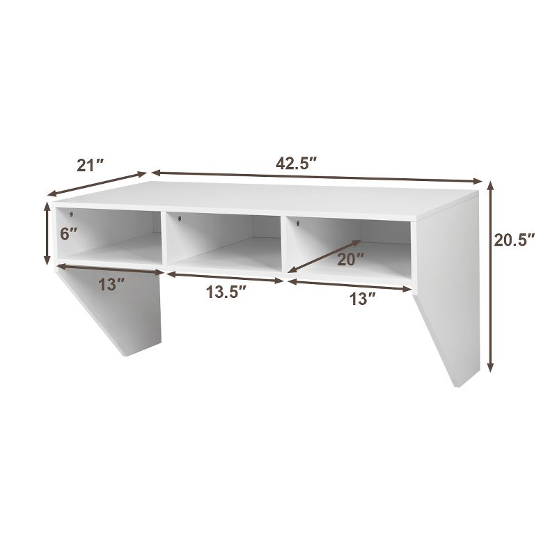 Wall Mounted Floating Computer Table Desk Home Office Furni Storage Shelf White, 2 of 11