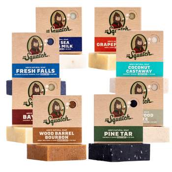 Dr. Squatch Men's Soap Variety 4 Pack - Men's Natural Bar Soap - Coconut  Castaway, Alpine Sage, Fresh Falls, Eucalyptus Greek Yogurt 