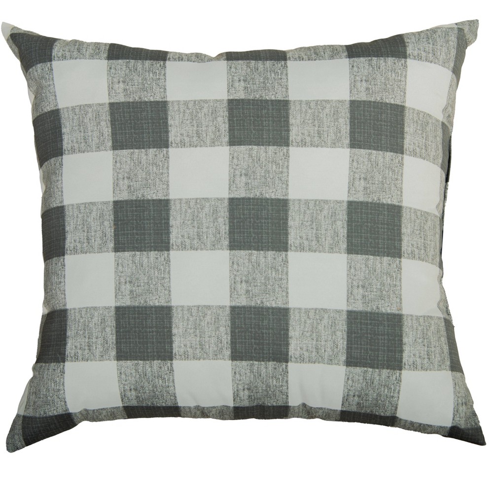 Photos - Pillow 22"x22" Oversize Plaid Poly Filled Square Throw  Gray - Rizzy Home