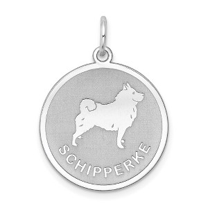Black Bow Jewelry Sterling Silver Laser Etched Schipperke Dog Pendant, 19mm - 1 of 4