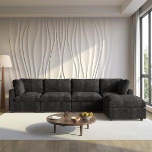 Cloud Couch Modular Sectional Sofa,134" L Shaped Couch, Oversized Convertible Wide Seater,4 Seater With Ottoman For Living Room Set - 1 of 4
