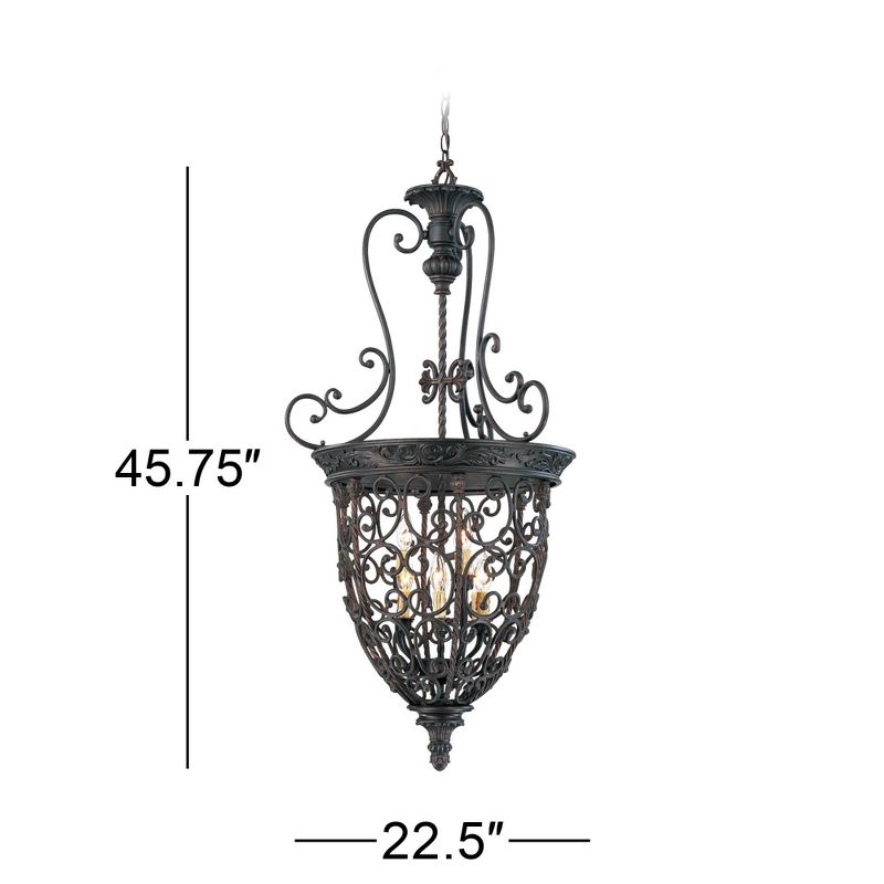 Franklin Iron Works French Scroll Rubbed Bronze Chandelier 22 1/2" Wide Rustic 9-Light Fixture for Dining Room House Kitchen Island Entryway Bedroom, 4 of 8
