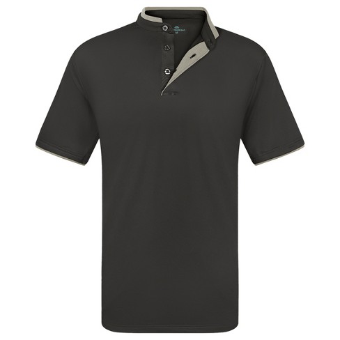 Men's Short Sleeve Henley Polo Shirt With Contrast-trim - Black - 2x Large  : Target