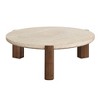 40" Travertine Top Coffee Table with Contemporary Design for Living Room or Modern Interiors - 2 of 4