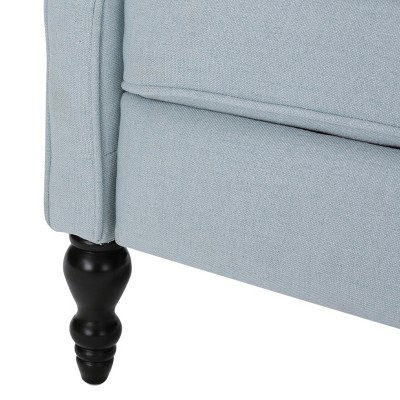 Light Sky Tufted Fabric Recliner with Wood Legs
