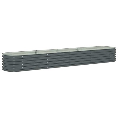 vidaXL Garden Raised Bed 157.5"x31.5"x17.3" Galvanized Steel Gray