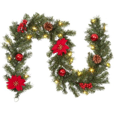 6FT Christmas Wreath with Lights, Pre-assembled Outdoor Christmas Wreath, Christmas Decorations for Fireplace, Stairs, Windows, Home, Apartment