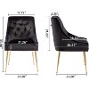 DYHOME Modern Dining Chairs Set of 2, Mid Century Dining Chairs with 5.12” Cushions, Velvet Upholstered Dining Chairs with Back Pull Rod - 3 of 4