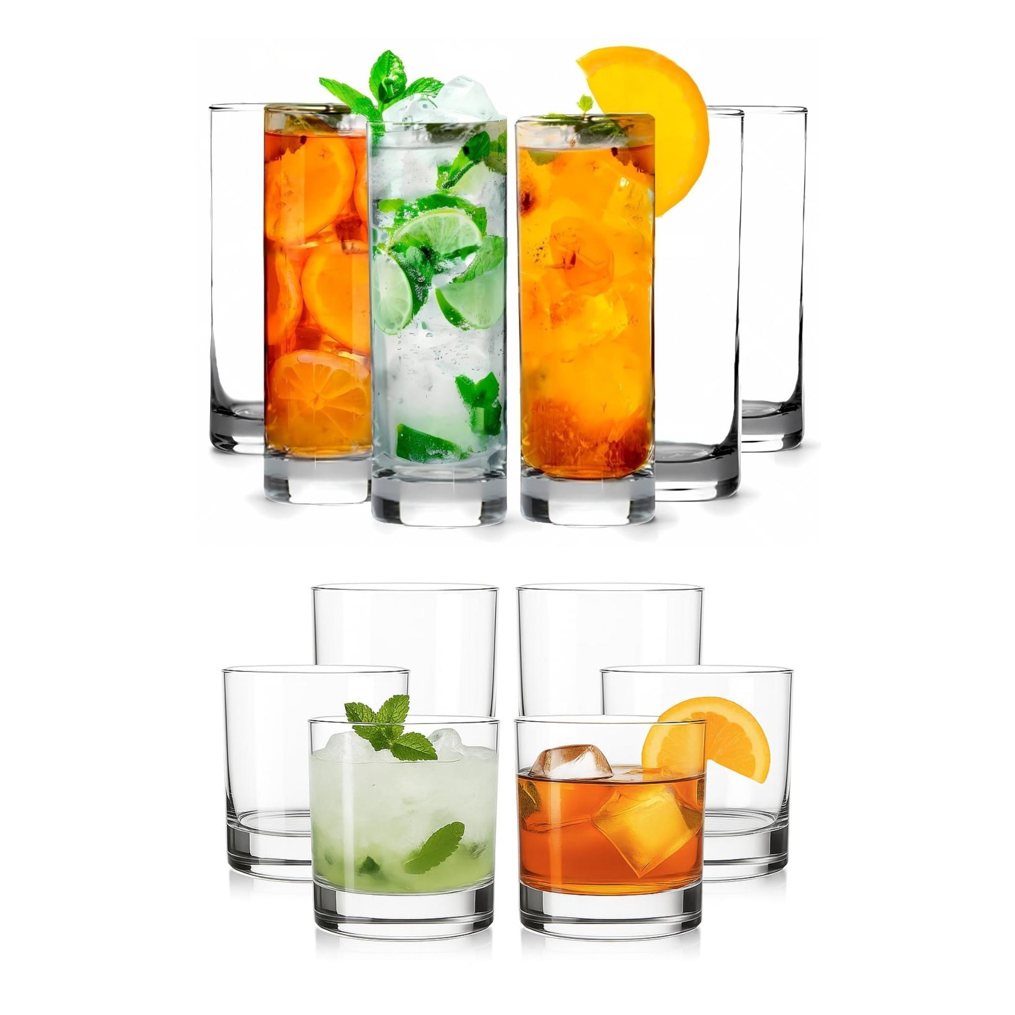 LEMONSODA Highball Collins & Lowball Marino Rocks Glasses - Set of 12 (2007/2310)