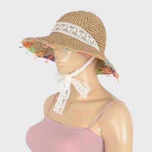 Anna-Kaci Women's Colorful Butterfly - Embellished Straw Sun Hat - 1 of 4