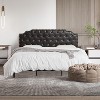 King Size Black Upholstered Platform Bed Frame with Headboard, Button Tufted, Wood Slats, No Box Spring Needed - 3 of 4