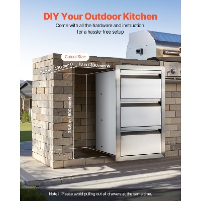 VEVOR Outdoor Kitchen Drawers 14.7\" W x 25.4\" H x 18.7\" D, Box Frame Style Flush Mount BBQ Drawers with Stainless Steel Handle, Silver — фото 7