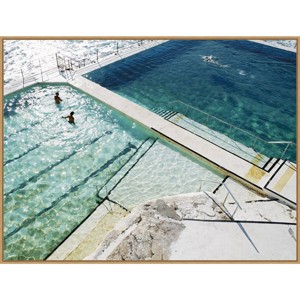 42" x 32" Bondi Pools by Urban Road Framed Canvas Wall Art Print - Amanti Art: Modern Decor, Ocean View - 1 of 4