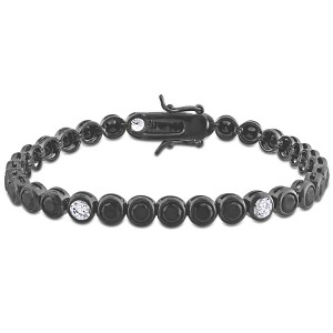 EVERLY JEWELRY | Sterling Silver 13 CT TGW Black & White Cubiz Zirconia Bracelet, 7 inch - 1 of 4