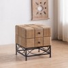 21.06"/47.64" Retro Square Coffee Table With 2 Drawers Small Splicing Design Center Table For Dining Room Living Room - 2 of 4