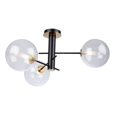 Artcraft Lighting Aurelia 3 - Light Semi-Flush Mount in  Matte Black/Brass